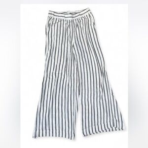 LOFT Wide Leg Pallazo Pants with Black Stripes